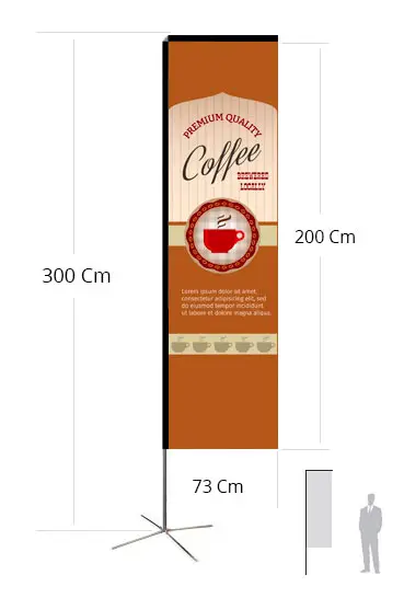 Drapeau Rectangulaire Wind h 300 - 73x200 cm