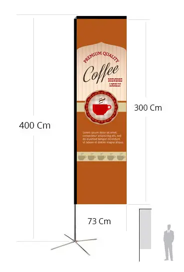 Drapeau Rectangulaire Wind h 400 - 73x300 cm