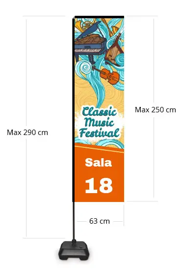 Easywind, drapeau personnalisable avec base remplissable d'eau 69x250 cm