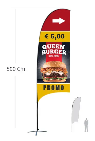 Drapeau Voile h 500 cm monofacciale