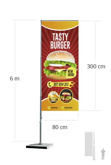 Drapeau 6 mètres de hauteur en acier inoxydable