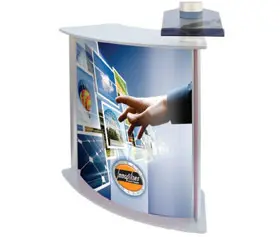Table promotionnelle incurvée en aluminium 98x35 h90 cm