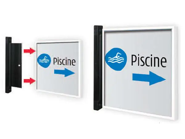 Plaque pour boureau 15,5x21,5 cm Signalisation pour bureau Arianna à drapeau double-face
