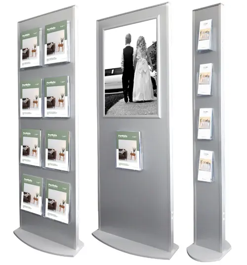 Porte brochure totem 25x183 avec 4 pochettes 1/3 A4